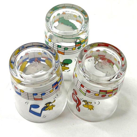 Snoopy Woodstock 4 oz Juice Glasses Set of 3 Sasaki Glass with Original Box - Picture 11 of 12